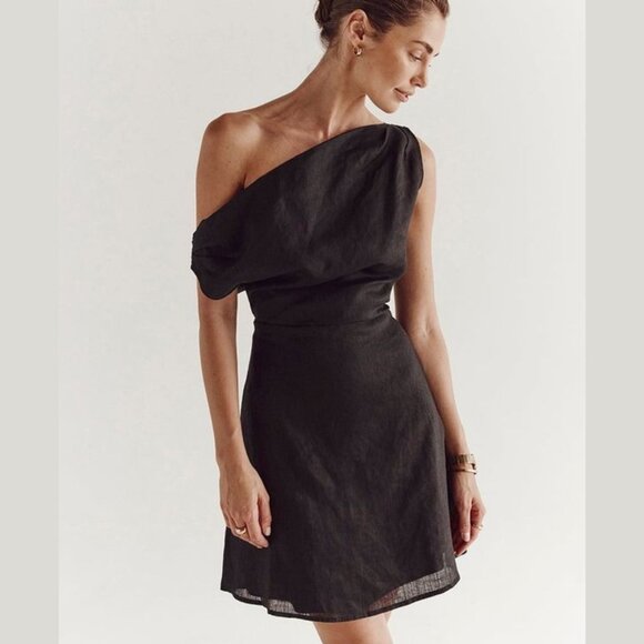 DISSH | Dresses | Dissh Cass Asym Linen Dress Size Us Black | Poshmark